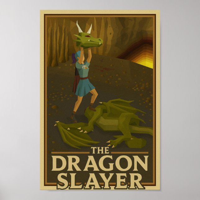 Poster OSRS (Old School RuneScape) Dragon Slayer Victory (Devant)