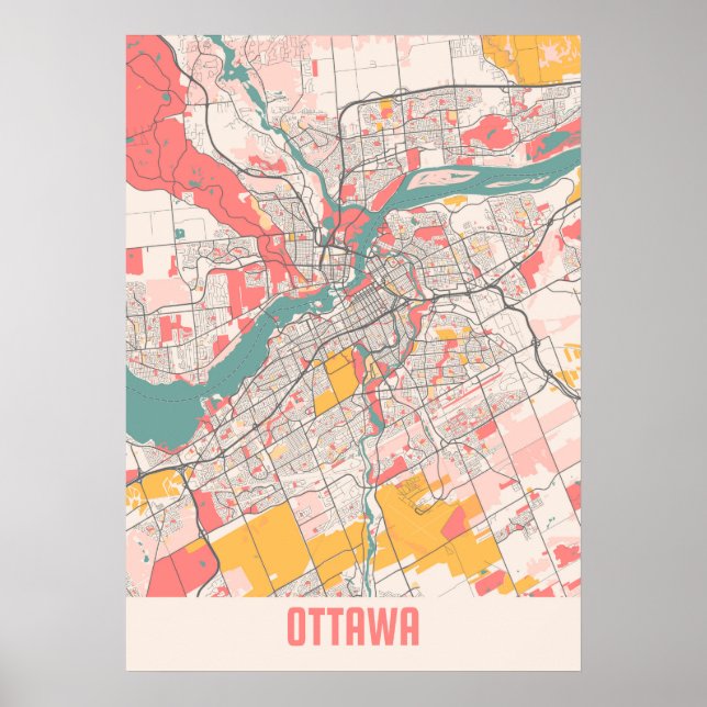 Poster Ottawa - Carte de la ville de Chalk Ontario (Devant)