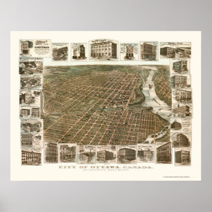 Poster Ottawa, ON, Canada Carte panoramique - 1895