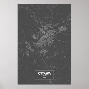 Poster Ottawa (Ontario) (blanc sur noir)