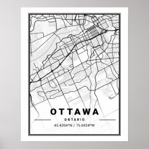 Poster Ottawa Ontario Canada Carte de la ville de voyage