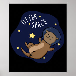 Poster Otter, astronaute de Otter Pun Dark BG