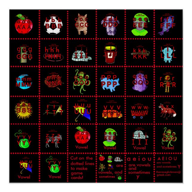 Poster ou cartes de jeu PHONICS ! (Devant)