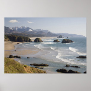 Poster OU, côte de l'Oregon, parc d'État d'Ecola, Crescen