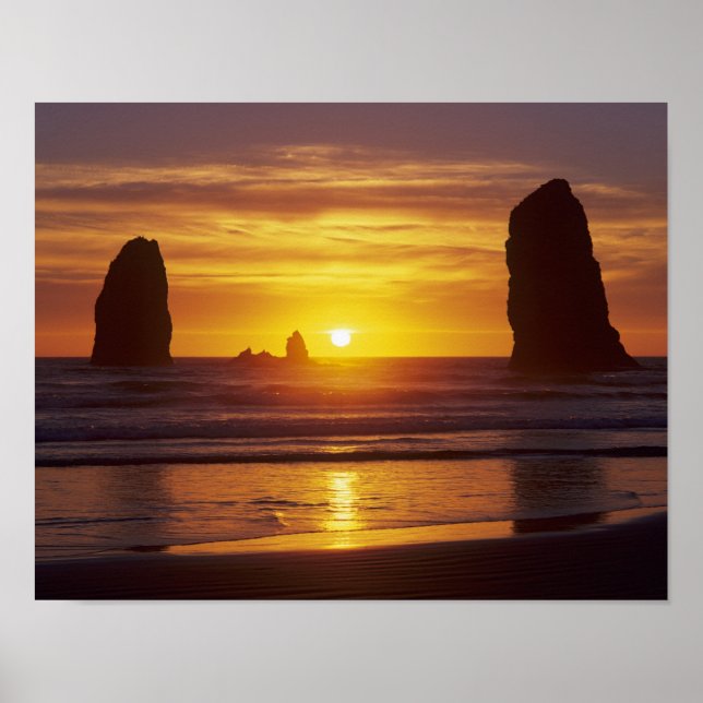 Poster OU, Côte de l'Oregon, Plage de Cannon, (Devant)