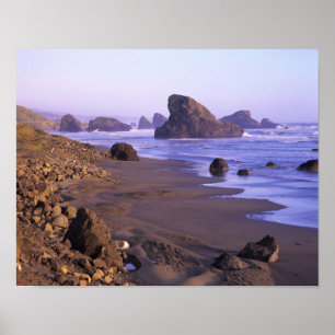 Poster OU, Côte de l'Oregon, ruisseau Myers, formations r