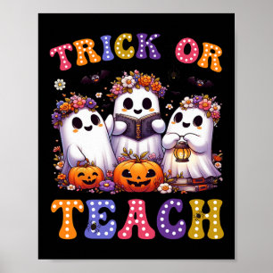Poster Ou Enseigner Halloween Ghost Citrouille Éffrayant 