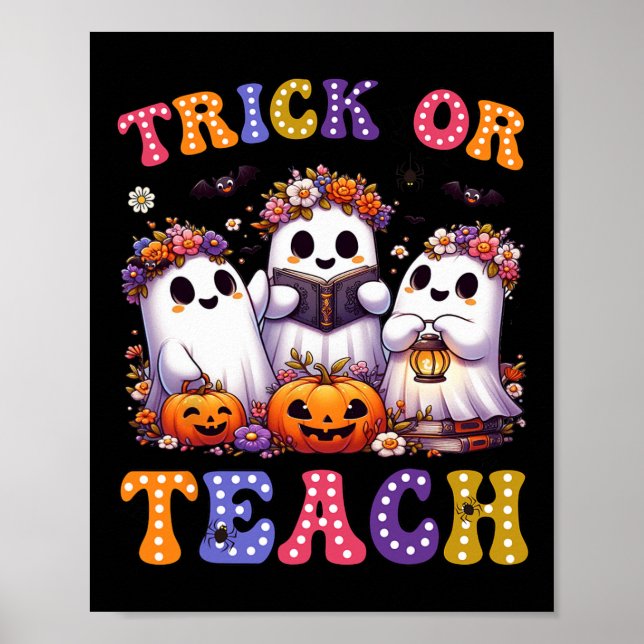 Poster Ou Enseigner Halloween Ghost Citrouille Éffrayant  (Devant)