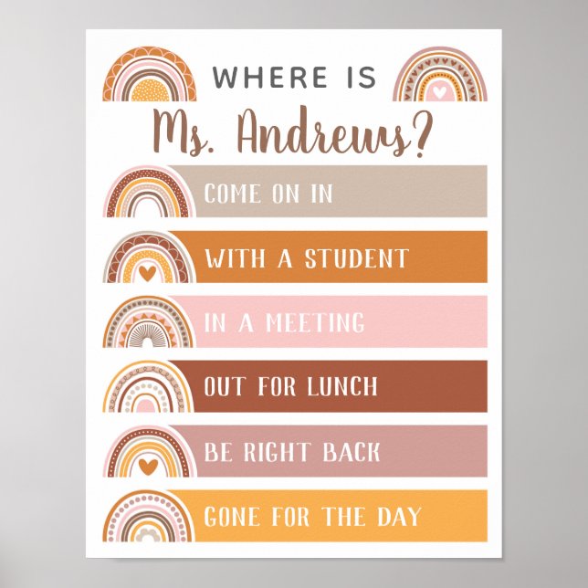 Poster Où est la porte du bureau de l'enseignant Signe ar (Devant)