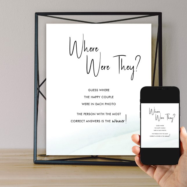 Poster Où Étaient-Ils Fête des mariées Jeu Lave Verte (Bridal Shower Game Poster to accompany your Where Were They? photos)