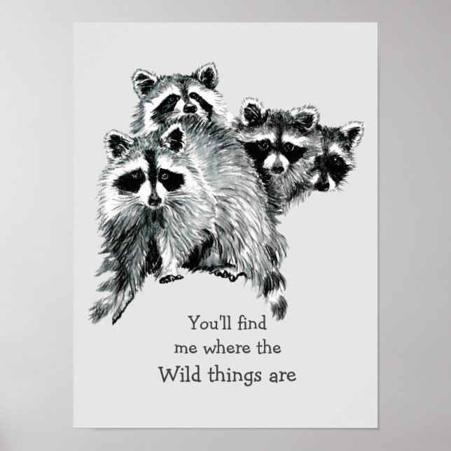 Poster Où les choses sauvages sont le Raccoon inspirant (Devant)