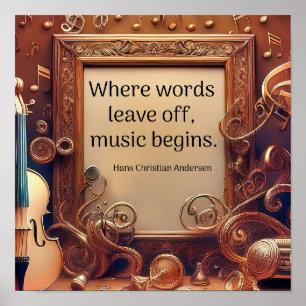 Poster Où les mots s'arrêtent - citation de musique