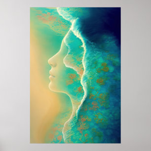 Poster "Où l'océan devient mémoire" - Vert bleu