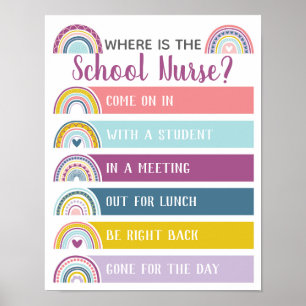 Poster Où se trouve le bureau des infirmières de l'école 