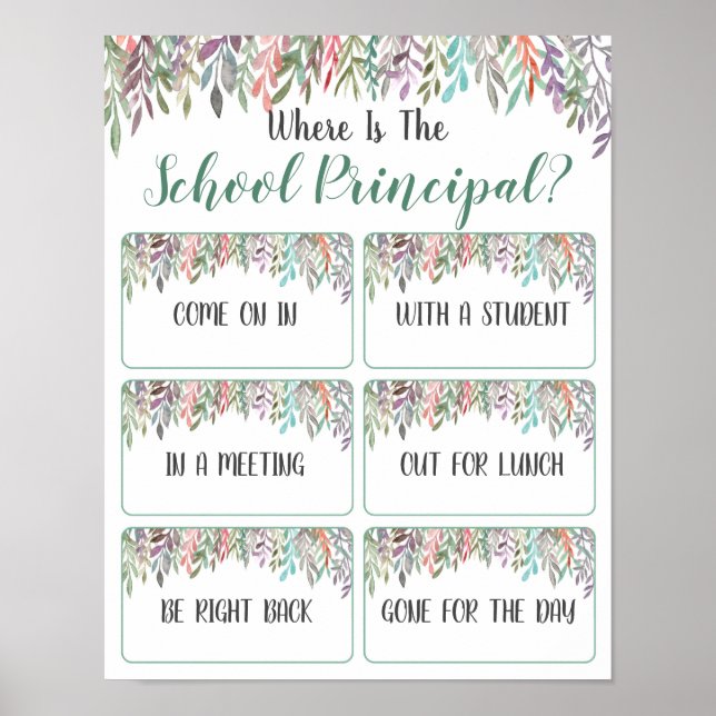 Poster Où se trouve le panneau de porte du bureau princip (Devant)