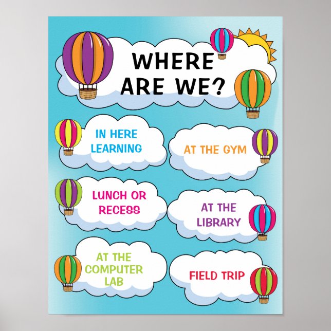Poster Où sommes-nous Classroom Connexion à des ballons à (Devant)