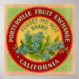 Poster Oubliez-moi LabelPorterville non orange, CA