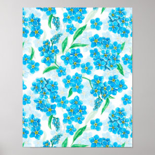 Poster Oubliez-moi pas les fleurs d'aquarelle