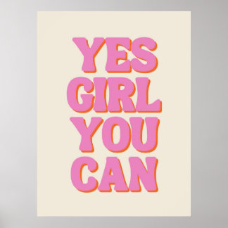 Poster Oui fille tu peux, Citation féminine