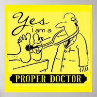Oui, je suis un vrai docteur. Noir sur jaune.