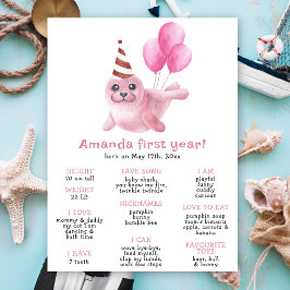 Poster Our Baby Seal First Birthday Milestone Birthday