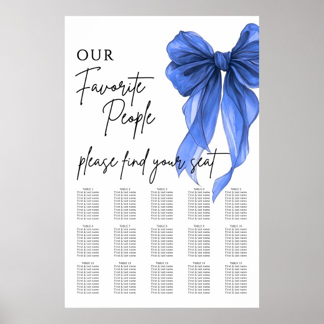 Poster Our Favorite People Bow Wedding Seating Chart (Devant)