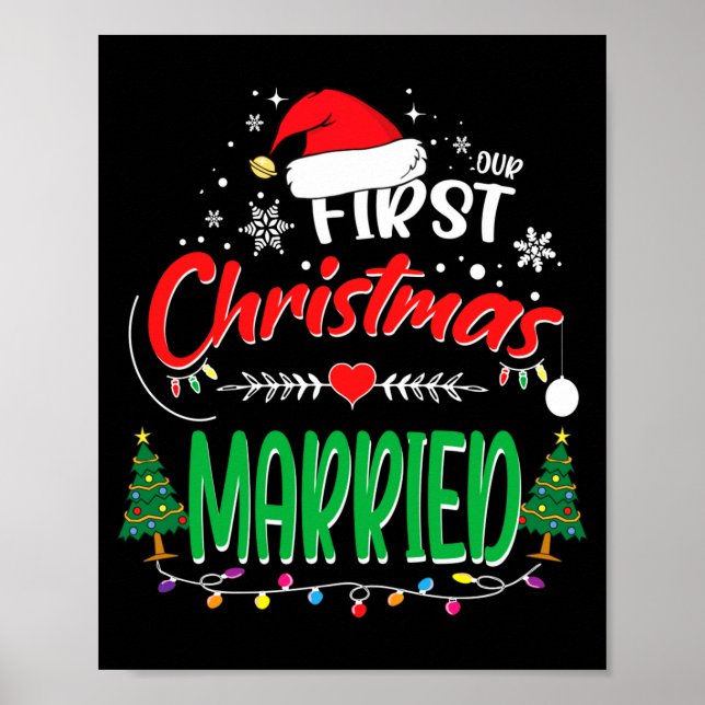 Poster Our First Christmas Married Newlywed Mr And Mrs  (Devant)