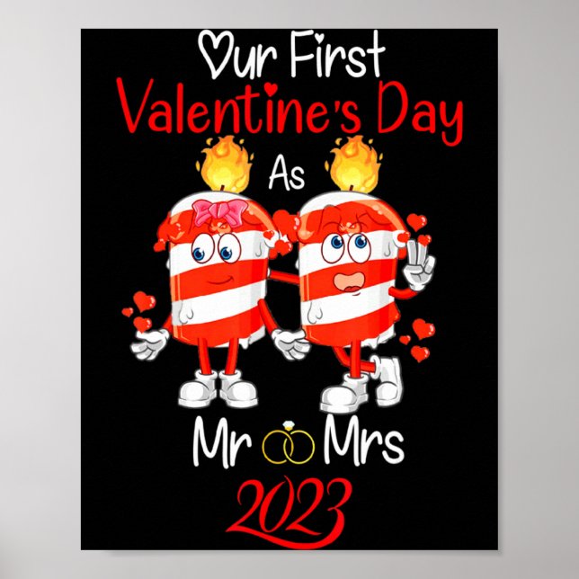 Poster Our First Valentines Day As Mr And Mrs Engaged Cou (Devant)