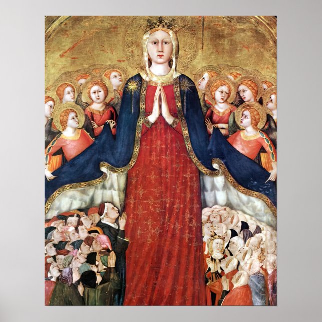 Poster Our Lady of Mercy Virgin Mary Under her Mantle  (Devant)