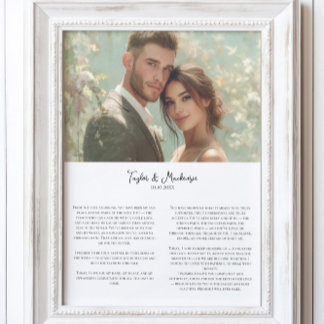 Poster Our Wedding Vows and Photo personalized Minimalist