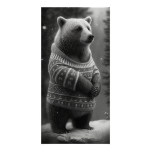Poster Ours adorable portant un doux douillet