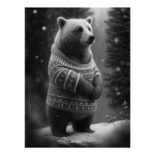 Poster Ours adorable portant un doux douillet