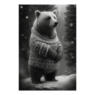 Poster Ours adorable portant un doux douillet