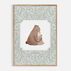 Poster Ours aquarelle, pépinière vintage