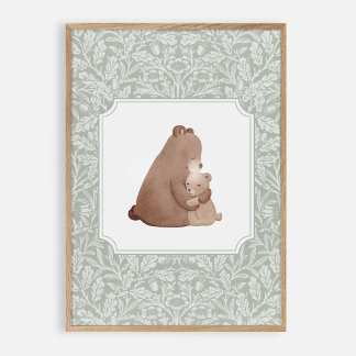 Poster Ours aquarelle, pépinière vintage