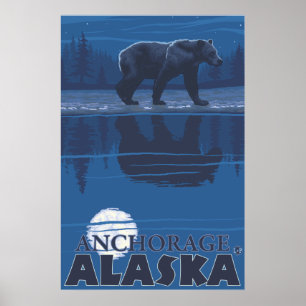 Poster Ours au clair de lune - Anchorage, Alaska