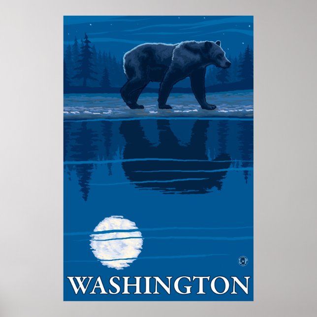 Poster Ours au clair de lune - Washington (Devant)