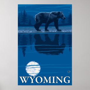 Poster Ours au clair de lune - Wyoming