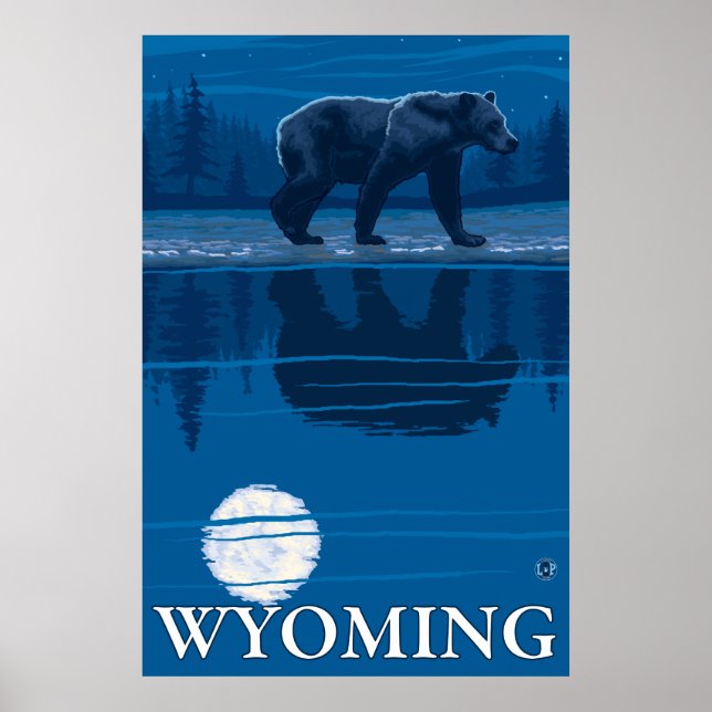 Poster Ours au clair de lune - Wyoming (Devant)