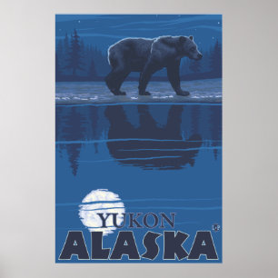 Poster Ours au clair de lune - Yukon, Alaska