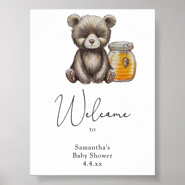 Poster Ours avec pot de miel - Welcome Foam Board (Devant)