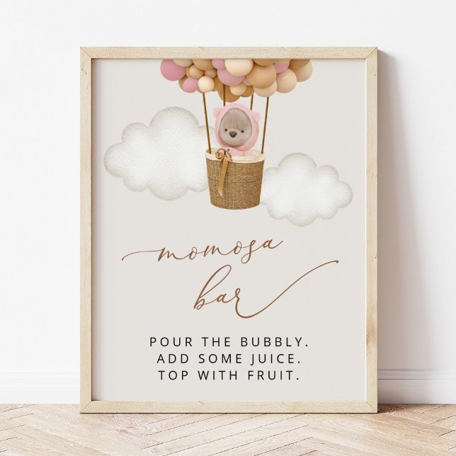 Poster Ours, Ballons Roses, Ballons À Air Chaud, Bar Momo (Créateur téléchargé)