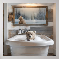 Ours Bébé dans la baignoire Art de salle de bain