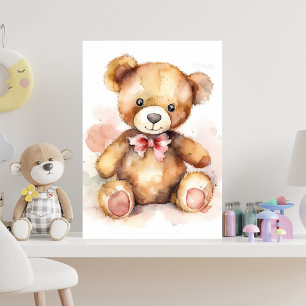 Poster Ours bébé en peluche avec aquarelle arc