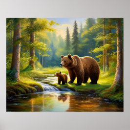 Poster Ours Brown et bébé 4