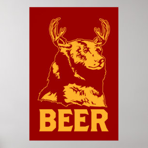Poster Ours + Cerfs communs = bière