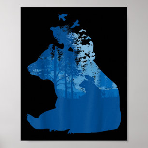 Poster Ours dans la forêt de la nature Silhouette Oiseaux