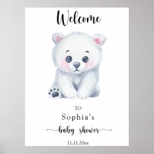 Poster Ours de bébé polaire - baby shower de bienvenue