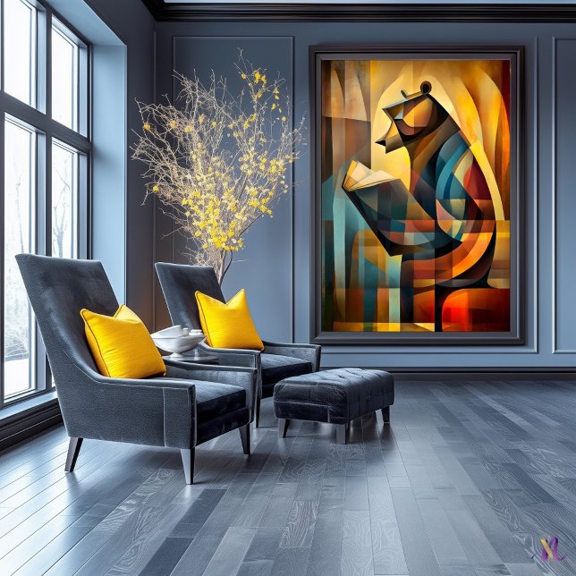 Poster Ours de Charme - Lecteur Cubiste dans la pensée pr (Créateur téléchargé)