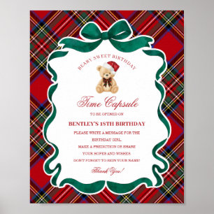 Poster Ours de Noël à carreaux Tartan Anniversaire Capsul